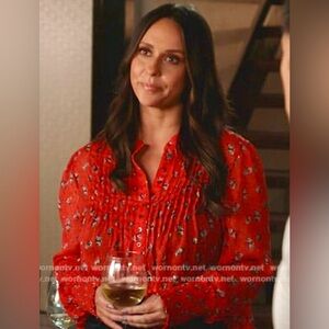 NWOT - Free People - Red Floral Blouse “Flowers In December”, Size Medium